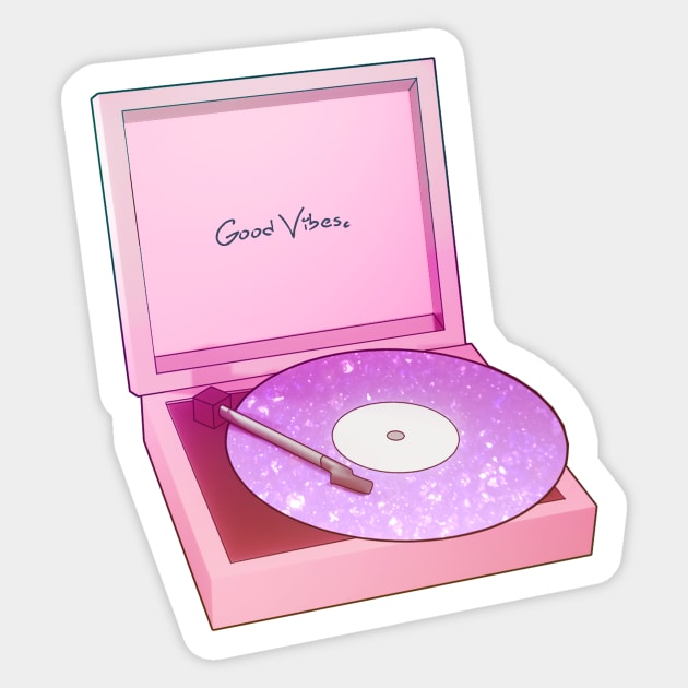 Pink Record Player Sticker by VelvepeachShop